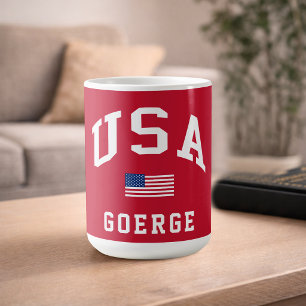 Caneca De Café Dia da Independência Patriótico Bandeira Americana