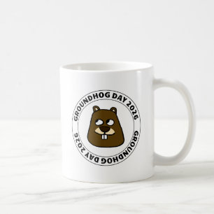 Caneca De Café Dia da Marmota 2026 com rosto de Marmota