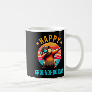 Caneca De Café Dia da Marmota Feliz Dabbing Marmota Crianças Engr