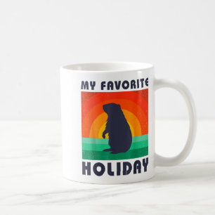 Caneca De Café Dia da Marmota Meu Feriado Favorito Divertido Retr