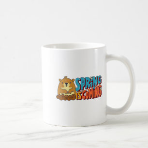 Caneca De Café Dia da Marmota Primavera Está Chegando Citações En