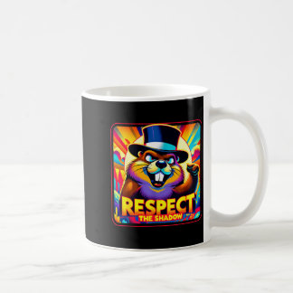 Caneca De Café Dia da Marmota Respeite o Sombra Design Retro