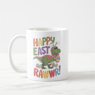 Caneca De Café Dia da páscoa Dinossauro Engraçado Feliz Eastrawaw