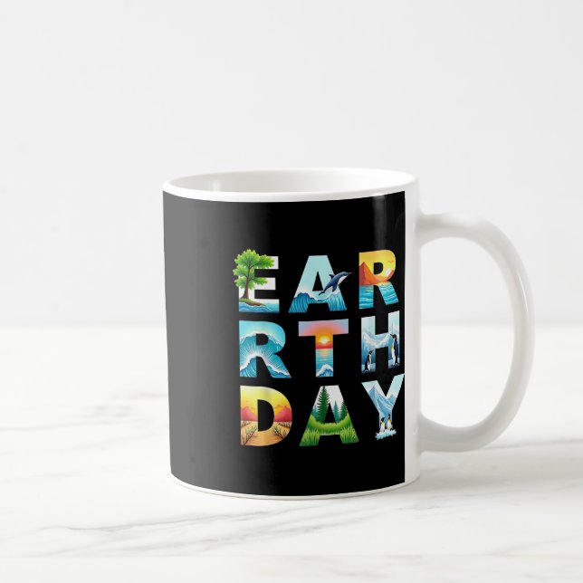 Caneca De Café Dia da Terra Salve Árvores e Animais Pro Ambiental (Direita)