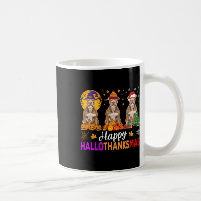 Caneca De Café Dia das Bruxas de Natal de Pitbull Hallothanksmas  (Direita)