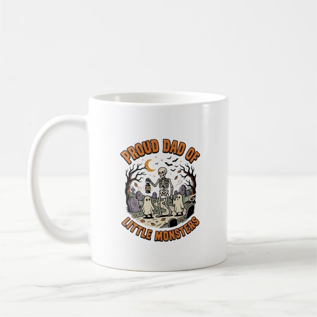 Caneca De Café Dia das Bruxas Pai Pequenos Monstros Noite (Esquerda)