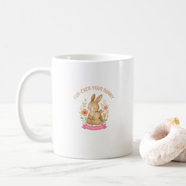 Caneca De Café Dia das Mães Coelhinho Fofo  (Com Donut)