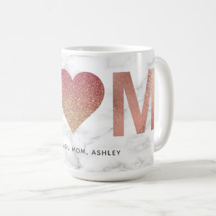 Caneca De Café Dia das mães Dourado cor-de-rosa personalizado da