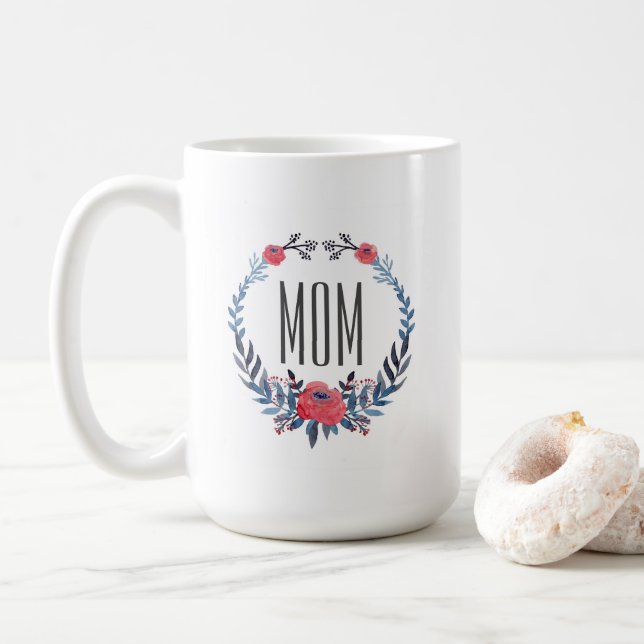 Caneca De Café Dia das mães floral das rosas vermelhas | da (Com Donut)