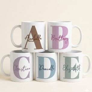 Caneca De Café Dia das Mães Inicial de Monograma Roxo Moderno M