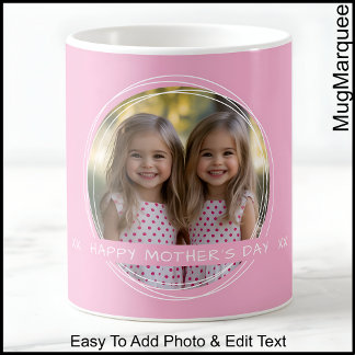 Caneca De Café Dia das Mães, Mãe, Foto Bonito rosa personalizada