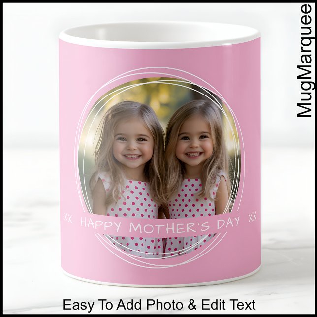 Caneca De Café Dia das Mães, Mãe, Foto Bonito rosa personalizada  (Criador carregado)