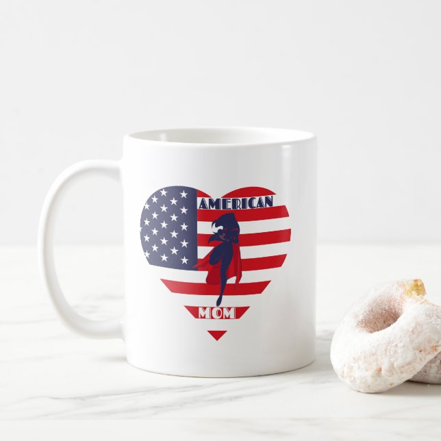 Caneca De Café Dia das Mães, Mamãe Americana (Com Donut)
