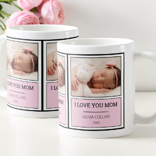 Caneca De Café Dia das Mães Moderno Foto Rosa Personalizado Bebê