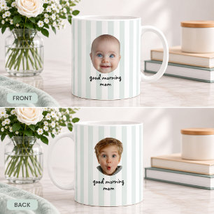 Caneca De Café Dia das Mães Personalizado 2 Fotos Bebê Rosto List