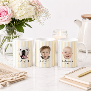 Caneca De Café Dia das Mães Personalizado 3 Foto Bebê Rosto Faixa