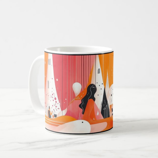 Caneca De Café Dia das Mulheres, combinando elementos de minimali (Frente Esquerda)
