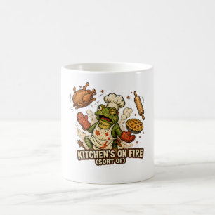 Caneca De Café Dia de Ação de Graças do Sapo com Cozinha em Chama