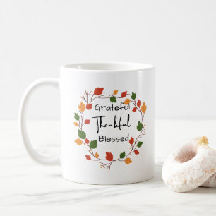 Caneca De Café Dia de Ação de Graças Folhas de Outono Agradecido