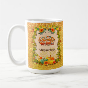 Caneca De Café Dia de Ação de Graças Outono Folhas de Bordo e abó