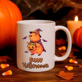 Caneca De Café Dia de as Bruxas engraçado Capybara "Cappy Hallowe