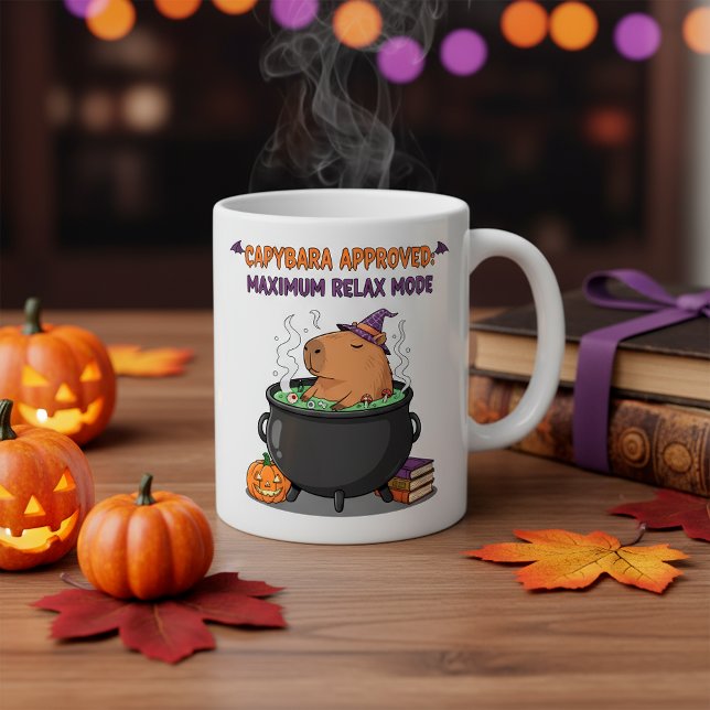 Caneca De Café Dia de as Bruxas engraçado Capybara Witch Wizard C (Criador carregado)