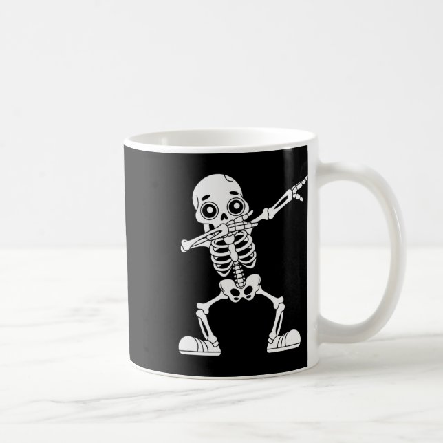 Caneca De Café Dia de as Bruxas engraçado Dabbing Skeleton Skull  (Direita)