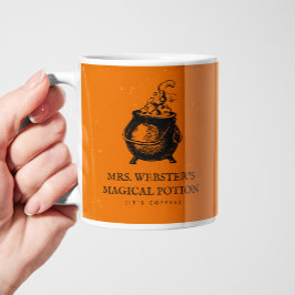 Caneca De Café Dia de as Bruxas engraçado mágico laranja