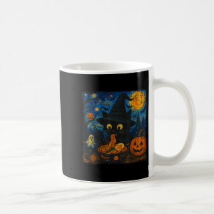 Caneca De Café Dia de as Bruxas engraçado Negro Gato Comendo Rame