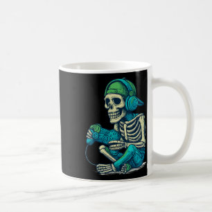 Caneca De Café Dia de as Bruxas engraçado Skeleton Gamer Boys Víd