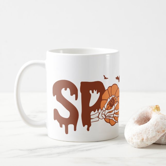 Caneca De Café Dia de as Bruxas engraçado Spooky Pumpkin Boobies (Com Donut)