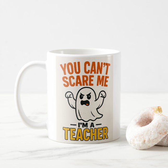 Caneca De Café Dia de as Bruxas engraçado Teacher Mug com Fantasm (Com Donut)