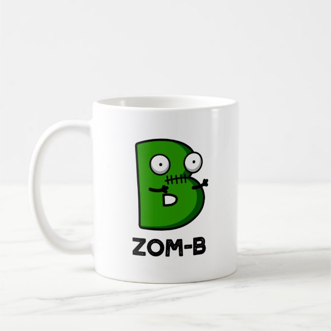Caneca De Café Dia de as Bruxas engraçado Zombie-b, alfabeto B (Esquerda)