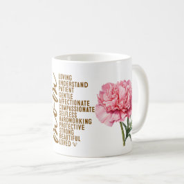 Caneca De Café Dia de as mães com Flor de Cravos Rosa para a Mãe