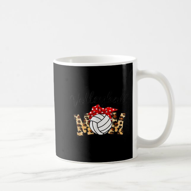 Caneca De Café Dia de as mães de Diversão de Voleibol Mãe Leopard (Direita)