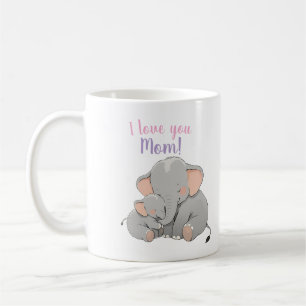 Caneca De Café Dia de as mães de Elefante de Bebê e Mama