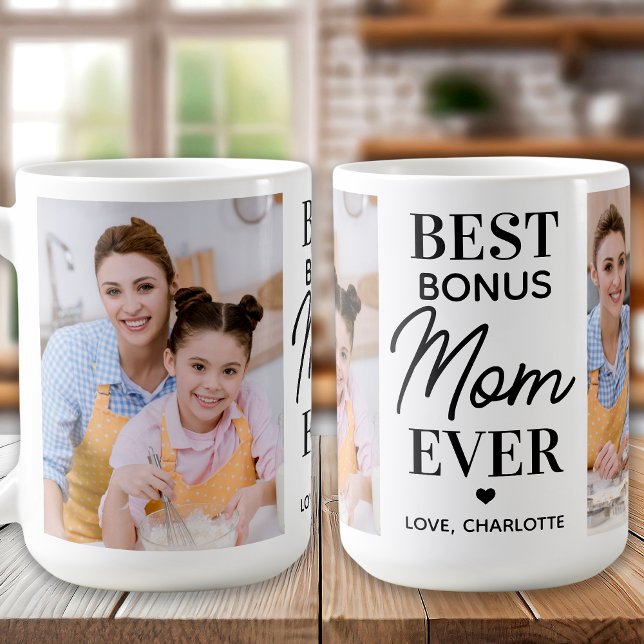 Caneca De Café Dia de as mães de Fotografias BONUS MOM Personaliz (Criador carregado)