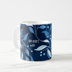 Caneca De Café Dia de as mães de Mãe do Twin Botânico Azul