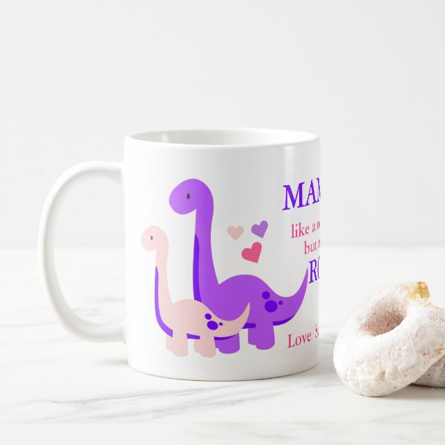 Caneca De Café Dia de as mães de Mamassauro (Com Donut)