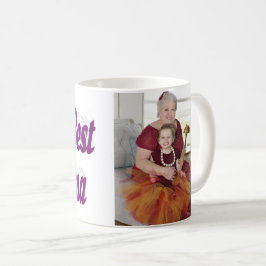 Caneca De Café Dia de as mães de tipografia roxa com foto da vovó