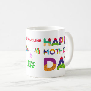 Caneca De Café Dia de as mães Feliz, Colorido, Personalizável