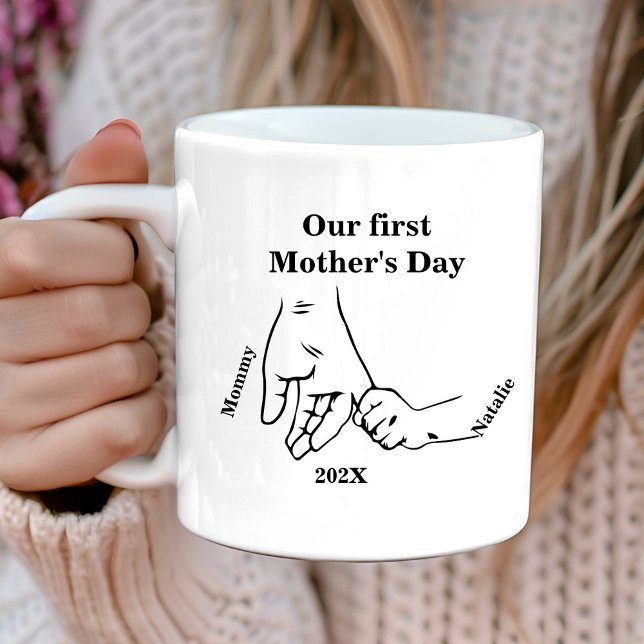 Caneca De Café Dia de as mães Feliz da Primeira Mãe (Criador carregado)
