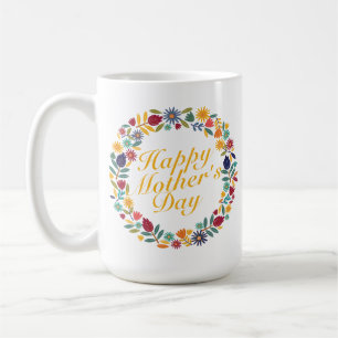 Caneca De Café Dia de as mães Feliz Elegante Floral   Mug Clássic