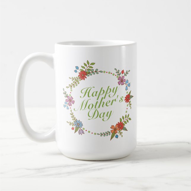 Caneca De Café Dia de as mães Feliz Elegante Floral | Mug Clássic (Esquerda)