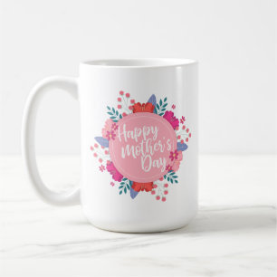 Caneca De Café Dia de as mães Feliz Elegante Floral   Mug Clássic