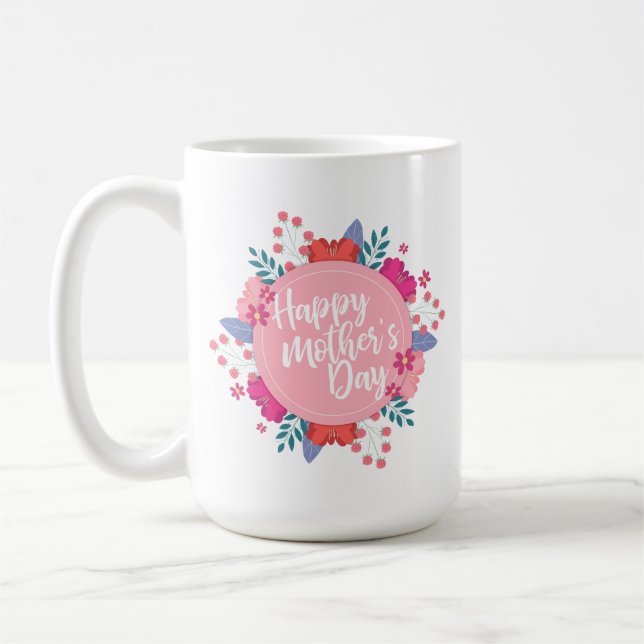 Caneca De Café Dia de as mães Feliz Elegante Floral | Mug Clássic (Esquerda)