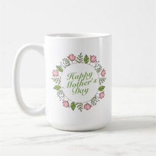 Caneca De Café Dia de as mães Feliz Elegante Floral   Mug Clássic