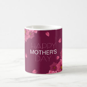 Caneca De Café Dia de as mães Feliz Floral Elegante   Café Mug