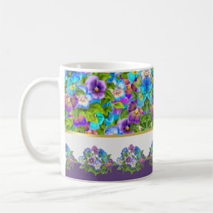 Caneca De Café Dia de as mães Feliz Flores Violetas Pansy