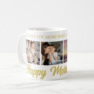 Caneca De Café Dia de as mães Feliz Mãe Foto Dourada Coffee Mug